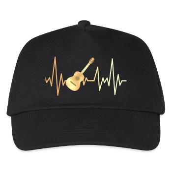 E-Gitarre und Herzfrequenz - Kinder Basecap - Schwarz - Vorne