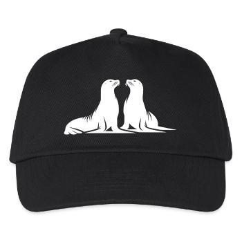 Phoques mignons sur la plage de la mer - Casquette de baseball Enfant - noir - Devant