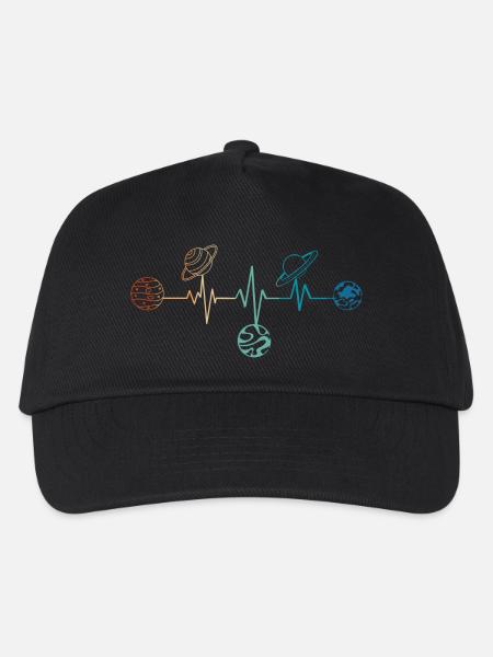 Retro Heartbeat Planeten - Kinder Basecap - Schwarz