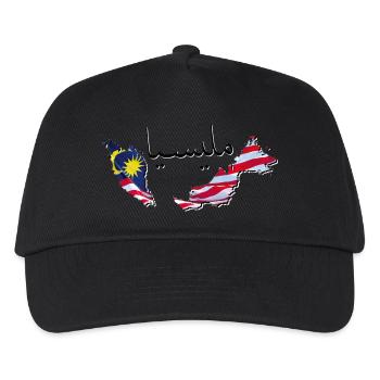 Malaysia Flagge in der Malaysia Landkarte MY - Kinder Basecap - Schwarz - Vorne
