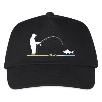 Herzlinie Angler - Männer T-Shirt - Kinder Basecap - Schwarz - Vorne