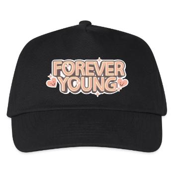 Forever Young – Verspielte Retro-Schrift - Kinder Basecap - Schwarz - Vorne