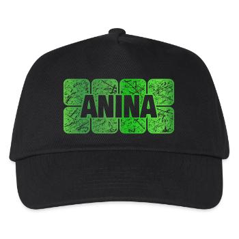 Anina als Vorname - Kinder Basecap - Schwarz - Vorne