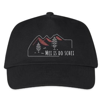 mei is do schei wandern berge dialekt mundart - Kinder Basecap - Schwarz - Vorne