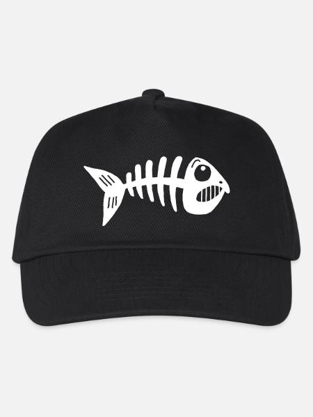 Fisch-Skelett - Kinder Basecap - Schwarz