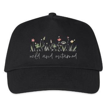 wild and untamed - wiesenblumen spruch - Kinder Basecap - Schwarz - Vorne