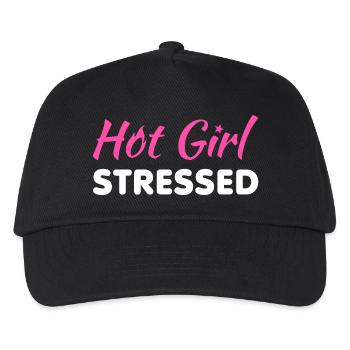 Hot Girl Stressed – Lustiges rosa Sarkastische Zitat - W - Kinder Basecap - Schwarz - Vorne