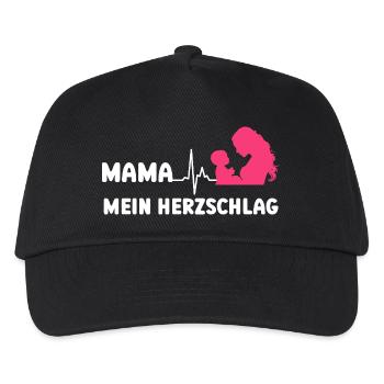 MAMA MEIN HERZSCHLAG Werdende Mutter Lustig - Kinder Basecap - Schwarz - Vorne