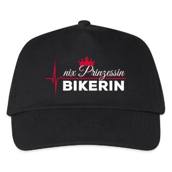 Nix Prinzessin - Bikerin - EKG Puls Geschenk - Kinder Basecap - Schwarz - Vorne