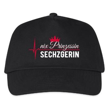Nix Prinzessin - Sechzgerin - EKG Puls Geschenk - Kinder Basecap - Schwarz - Vorne