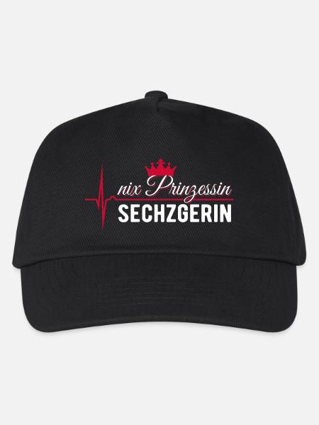 Nix Prinzessin - Sechzgerin - EKG Puls Geschenk - Kinder Basecap - Schwarz