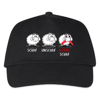 Schaf Chili Wortspiel Chilischote Scharf  - Kinder Basecap - Schwarz - Vorne