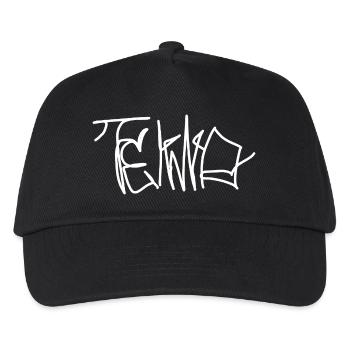 Techno Wear, Tekno Schriftzug, Raver Outfit - Kinder Basecap - Schwarz - Vorne