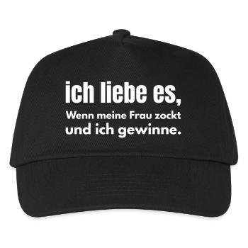 Ich liebe es, wenn meine Frau zockt – Gamer Ehe - Kinder Basecap - Schwarz - Vorne