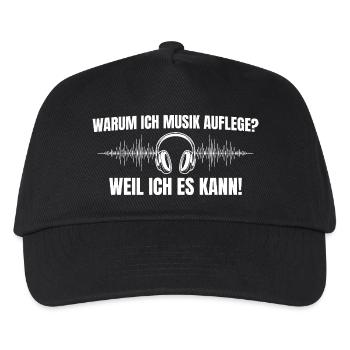 Musik auflegen weil ich es kann – DJ - Kinder Basecap - Schwarz - Vorne
