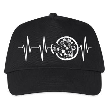 pizza Herzschlag Ekg puls pizzeria Liebe Essen - Kinder Basecap - Schwarz - Vorne