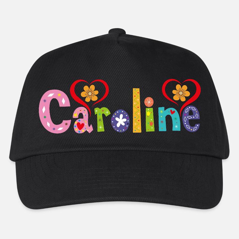 Personalisierter Caroline-Name - Kinder Basecap - Schwarz