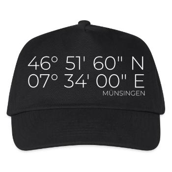 Coordonnées : Münsingen, Berne, Suisse - Casquette de baseball Enfant - noir - Devant
