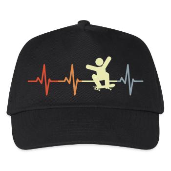 Skateboard Stick Figure Heartbeat - Kids’ Baseball Cap - black - Front