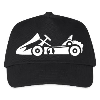 gokart racing - Symbol Rennfahrer - Kinder Basecap - Schwarz - Vorne