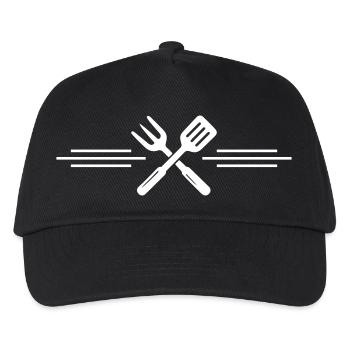 Grill Besteck Grillen Symbol - Kinder Basecap - Schwarz - Vorne