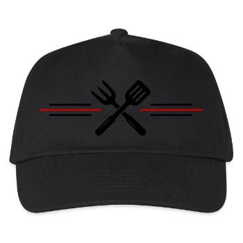 Grill Besteck Grillen Symbol - Kinder Basecap - Schwarz - Vorne