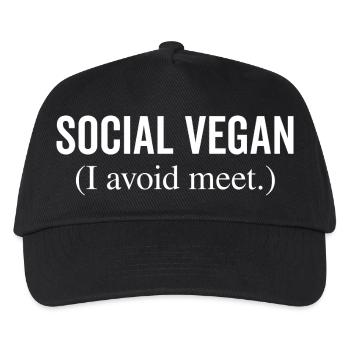 Sozial Vegan Ich Vermeide Treffen - Kinder Basecap - Schwarz - Vorne