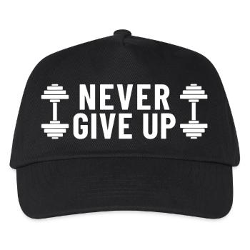 Never Give Up Hanteln Gym - Kinder Basecap - Schwarz - Vorne