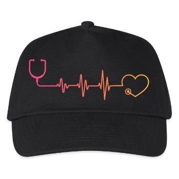 Stethoscope Nurse Sunset heartbeat Doctor - Kids’ Baseball Cap - black - Front