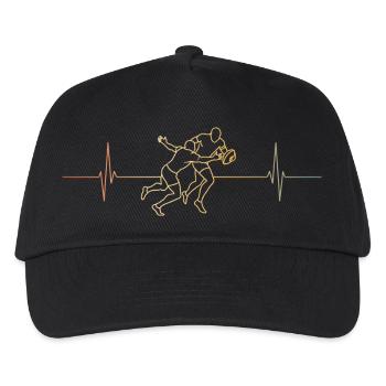 Rugby Herzschlag, Rugby Spieler - Kinder Basecap - Schwarz - Vorne