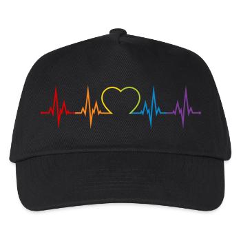 Heartbeat Rainbow Heart LGBT Love Colorful CSD - Casquette de baseball Enfant - noir - Devant