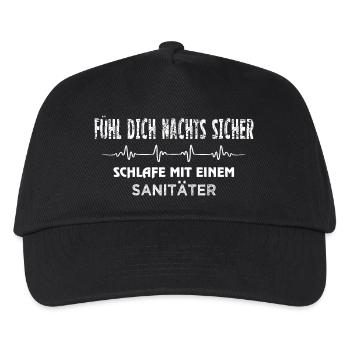 Fühl dich Nachts sicher, schlafe mit einem Sanität - Kinder Basecap - Schwarz - Vorne