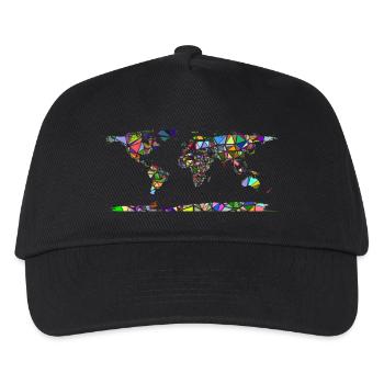 Abstrakte Weltkarte - Kinder Basecap - Schwarz - Vorne