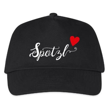 Spotzl Geschenk bayerischer Dialekt Valentinstag - Kinder Basecap - Schwarz - Vorne