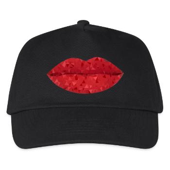Intensiv rote geometrische Lippen - Kinder Basecap - Schwarz - Vorne