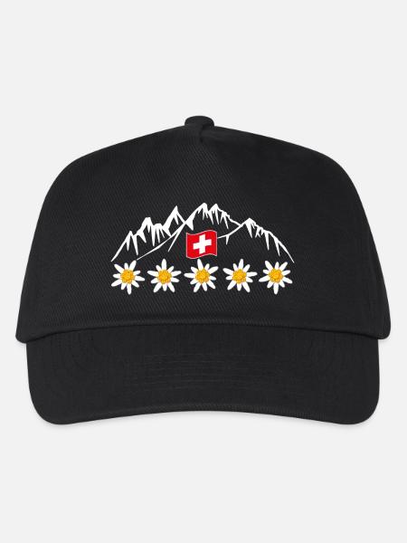 Schweiz, Berge, Gletscher, Urlaub - Kinder Basecap - Schwarz