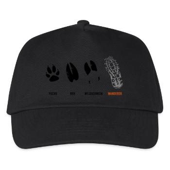 Fuchs Reh Wildschwein Wanderer Trittsiegel, Fährte - Kinder Basecap - Schwarz - Vorne