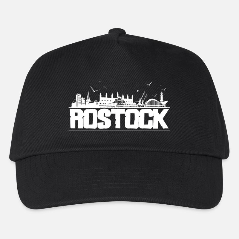 Rostock - Skyline - Kinder Basecap - Schwarz