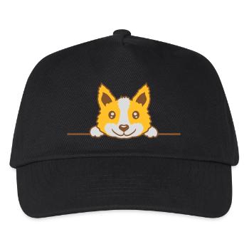 Dog looking behind the wall - Kids’ Baseball Cap - black - Front
