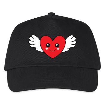 rotes Herz rot Herzen rot Herz - Kinder Basecap - Schwarz - Vorne