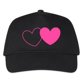 Valentinstag Rosa Herz, Valentinstag Geschenk - Kinder Basecap - Schwarz - Vorne