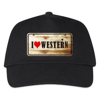Ich liebe Western Vintage Schild - Kinder Basecap - Schwarz - Vorne