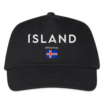 Flagge von Island, Isländischer Stolz - Kinder Basecap - Schwarz - Vorne