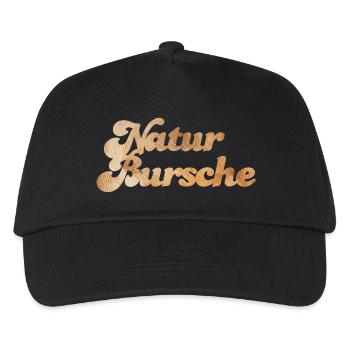 Naturbursche Handschrift Holz Maserung Outdoor Fan - Kinder Basecap - Schwarz - Vorne