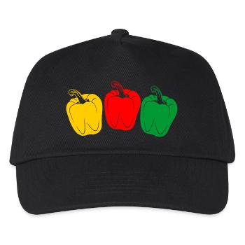Drei Farben Paprika - Kinder Basecap - Schwarz - Vorne