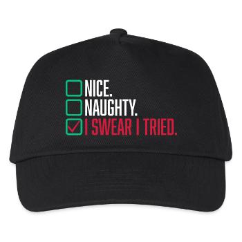 Nice Naughty I Swear I Tried Liste Weihnachten - Kinder Basecap - Schwarz - Vorne