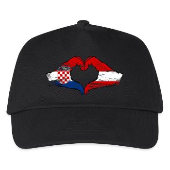 Croatia Austria Heart Shape with Hands Used - Kids’ Baseball Cap - black - Front