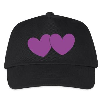 Violette Herzen Herzmuster Geschenk  - Kinder Basecap - Schwarz - Vorne