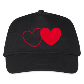rotes Herz rot Herzen rot Herz Geschenk Muttertag - Kinder Basecap - Schwarz - Vorne