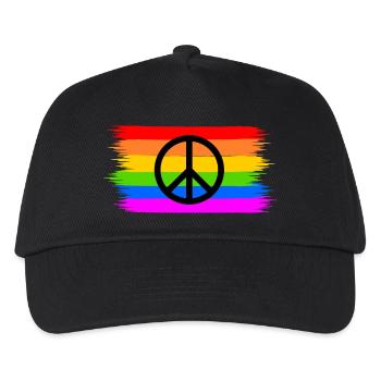 Peace Peacezeichen auf Regenbogenfahne regenbogen - Kinder Basecap - Schwarz - Vorne